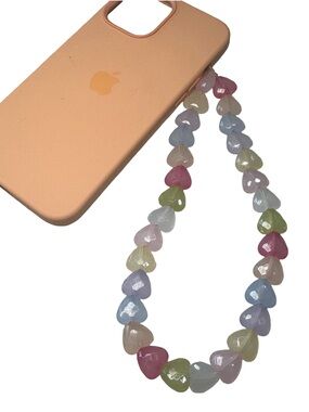 🫧 Urban Outfitters Pastel Heart Bead Phone Charm Wrist Strap 🫧